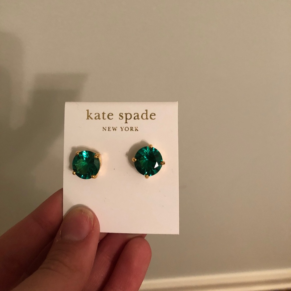 Kate Spade 14k gold filled post emerald earrings